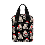 Christmas Santa Pug Pattern Print Bible Tote Bag