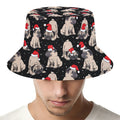 Christmas Santa Pug Pattern Print Bucket Hat
