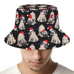 Christmas Santa Pug Pattern Print Bucket Hat