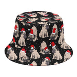 Christmas Santa Pug Pattern Print Bucket Hat