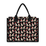Christmas Santa Pug Pattern Print Canvas Tote Bag