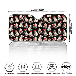 Christmas Santa Pug Pattern Print Car Windshield Sun Shade