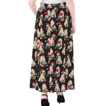 Christmas Santa Pug Pattern Print Chiffon Maxi Skirt