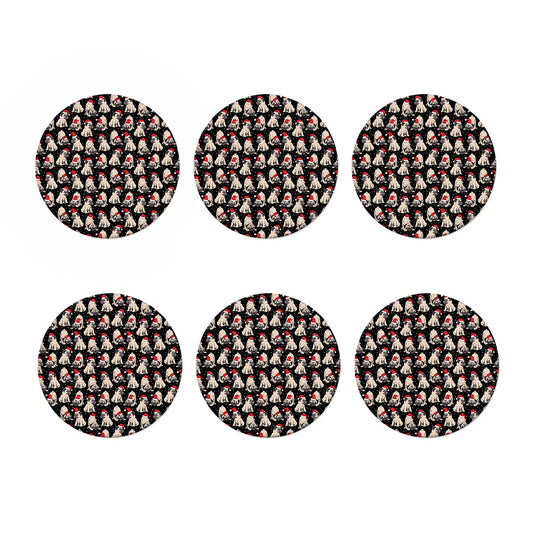 Christmas Santa Pug Pattern Print Coaster Set