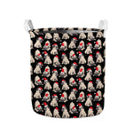 Christmas Santa Pug Pattern Print Collapsible Laundry Basket