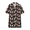 Christmas Santa Pug Pattern Print Cotton Hawaiian Shirt