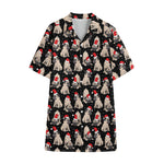 Christmas Santa Pug Pattern Print Cotton Hawaiian Shirt