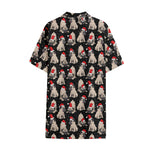 Christmas Santa Pug Pattern Print Cotton Hawaiian Shirt