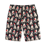 Christmas Santa Pug Pattern Print Cotton Shorts