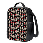 Christmas Santa Pug Pattern Print Crossbody Lunch Bag
