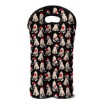 Christmas Santa Pug Pattern Print Double Neoprene Wine Tote