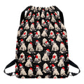 Christmas Santa Pug Pattern Print Drawstring Backpack