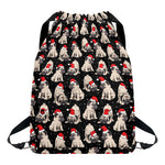 Christmas Santa Pug Pattern Print Drawstring Backpack