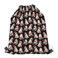 Christmas Santa Pug Pattern Print Drawstring Bag