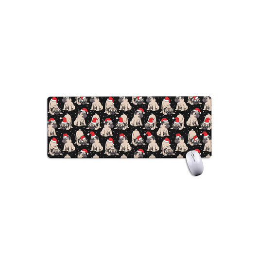 Christmas Santa Pug Pattern Print Extended Mouse Pad
