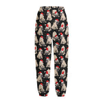 Christmas Santa Pug Pattern Print Fleece Lined Knit Pants