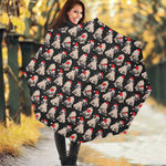 Christmas Santa Pug Pattern Print Foldable Umbrella