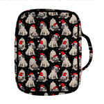 Christmas Santa Pug Pattern Print Front Pocket Bible Bag