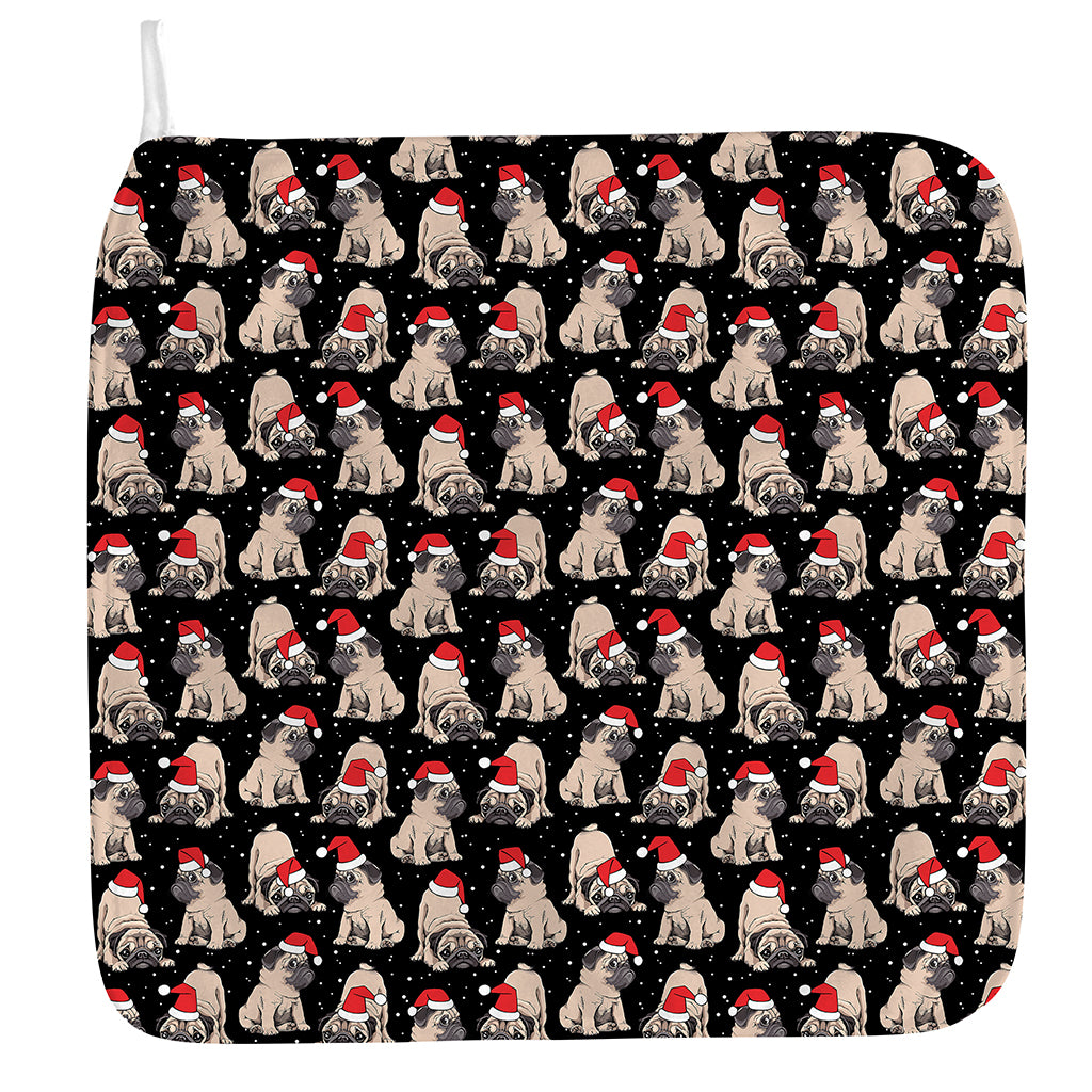 Christmas Santa Pug Pattern Print Hand Towel