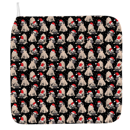 Christmas Santa Pug Pattern Print Hand Towel