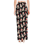 Christmas Santa Pug Pattern Print High Slit Maxi Skirt