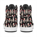 Christmas Santa Pug Pattern Print High Top Leather Sneakers