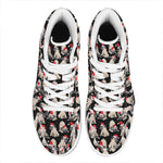 Christmas Santa Pug Pattern Print High Top Leather Sneakers