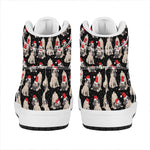 Christmas Santa Pug Pattern Print High Top Leather Sneakers