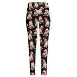Christmas Santa Pug Pattern Print High-Waisted Pocket Leggings