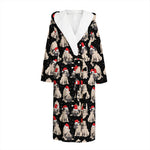 Christmas Santa Pug Pattern Print Hooded Bathrobe