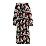 Christmas Santa Pug Pattern Print Hooded Bathrobe
