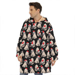 Christmas Santa Pug Pattern Print Hoodie Blanket