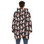 Christmas Santa Pug Pattern Print Hoodie Blanket