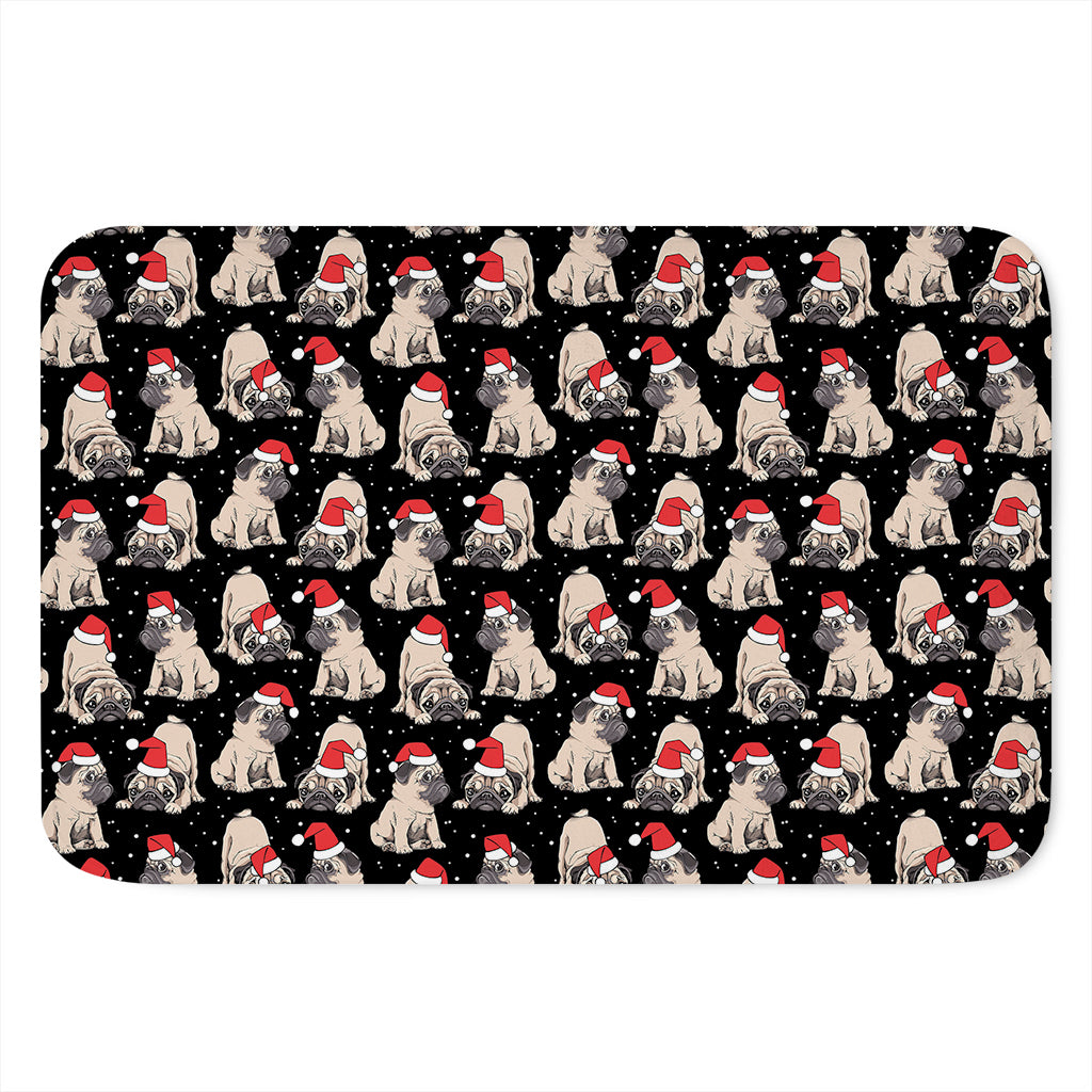 Christmas Santa Pug Pattern Print Indoor Door Mat