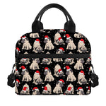 Christmas Santa Pug Pattern Print Insulated Lunch Bag