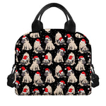 Christmas Santa Pug Pattern Print Insulated Lunch Bag