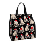 Christmas Santa Pug Pattern Print Insulated Lunch Tote