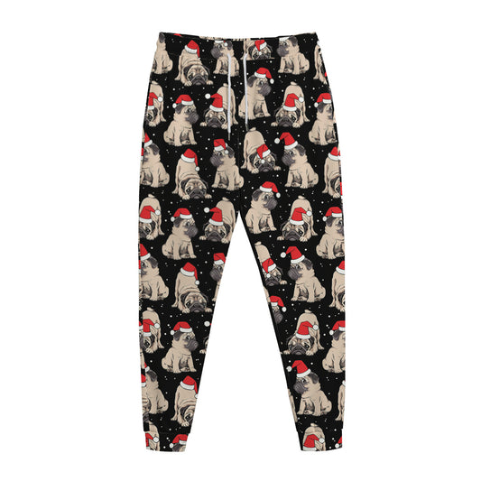 Christmas Santa Pug Pattern Print Jogger Pants