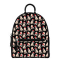 Christmas Santa Pug Pattern Print Leather Backpack
