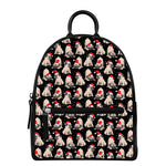Christmas Santa Pug Pattern Print Leather Backpack