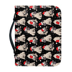 Christmas Santa Pug Pattern Print Leather Bible Cover