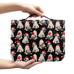 Christmas Santa Pug Pattern Print Leather Bible Cover