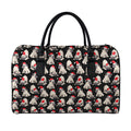 Christmas Santa Pug Pattern Print Leather Duffel Bag