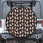 Christmas Santa Pug Pattern Print Leather Spare Tire Cover