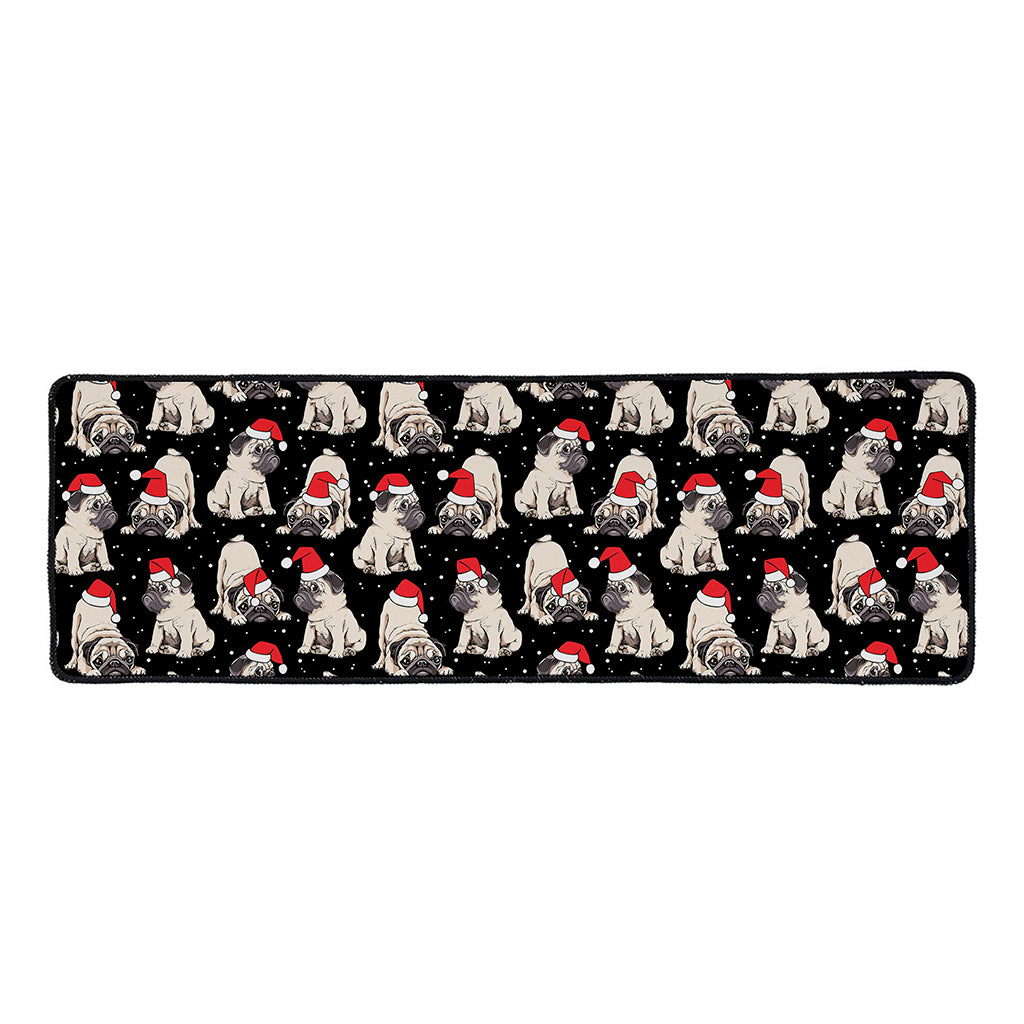 Christmas Santa Pug Pattern Print Long Kitchen Mat