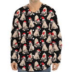 Christmas Santa Pug Pattern Print Long Sleeve Baseball Jersey