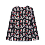 Christmas Santa Pug Pattern Print Long Sleeve Short Coat