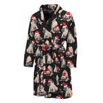 Christmas Santa Pug Pattern Print Men's Bathrobe