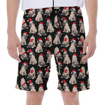Christmas Santa Pug Pattern Print Men's Beach Shorts