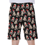 Christmas Santa Pug Pattern Print Men's Beach Shorts